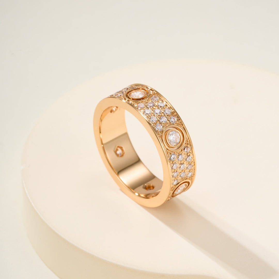[Triumph Jewelry]LOVE 5.5MM FULL-PAVE 6-DIAMOND RING