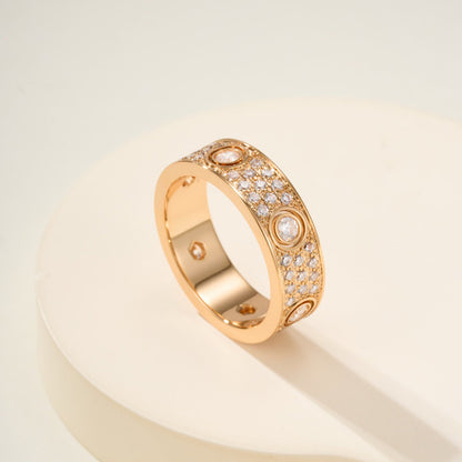 [Triumph Jewelry]LOVE 5.5MM FULL-PAVE 6-DIAMOND RING