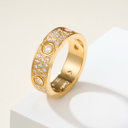 [Triumph Jewelry]LOVE 5.5MM FULL-PAVE 6-DIAMOND RING