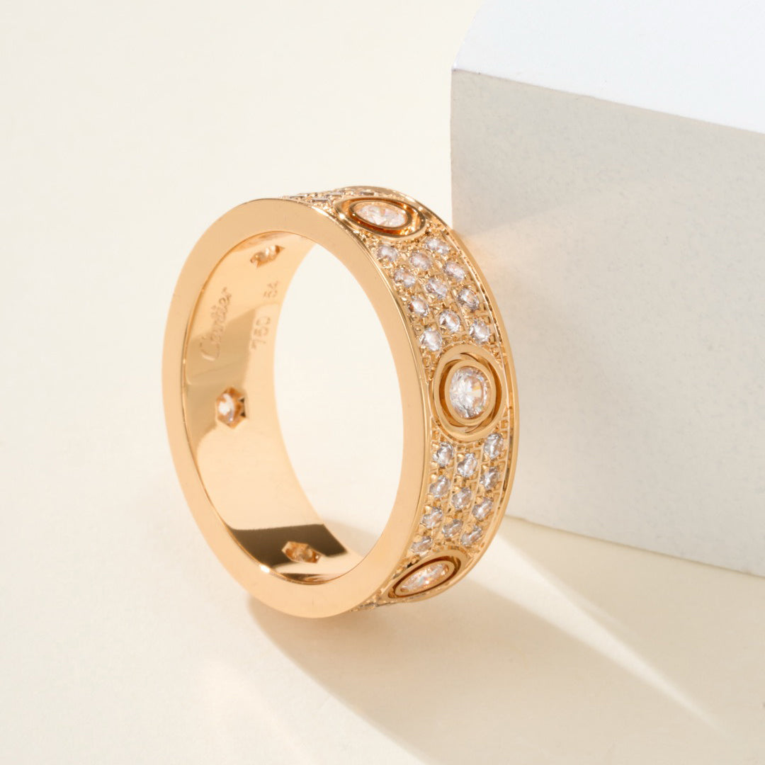 [Triumph Jewelry]LOVE 5.5MM FULL-PAVE 6-DIAMOND RING