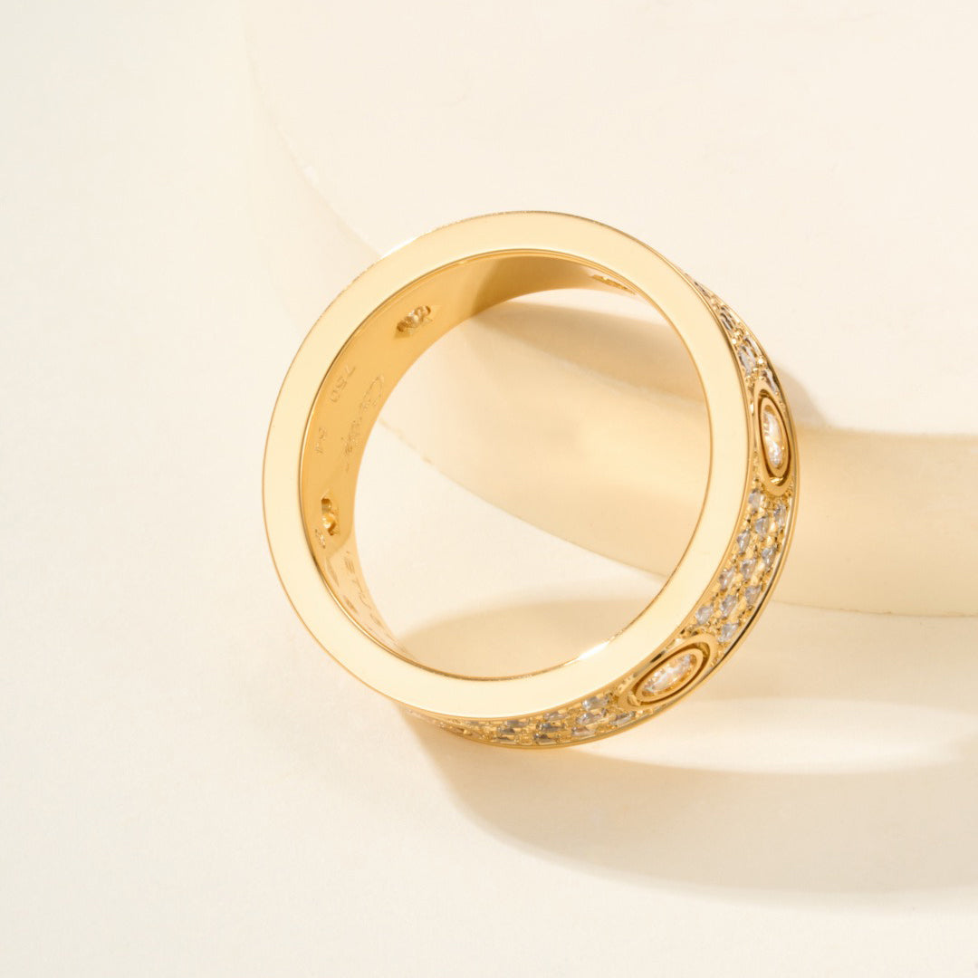 [Triumph Jewelry]LOVE 5.5MM FULL-PAVE 6-DIAMOND RING