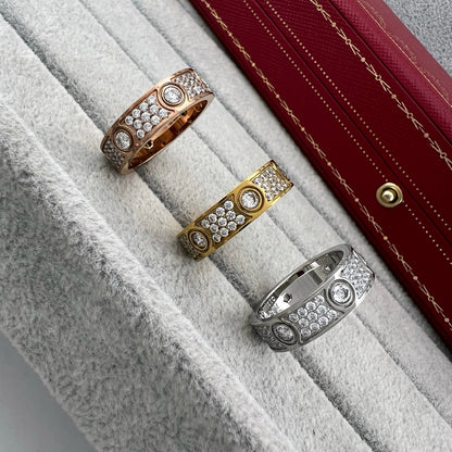 [Triumph Jewelry]LOVE 5.5MM FULL-PAVE 6-DIAMOND RING