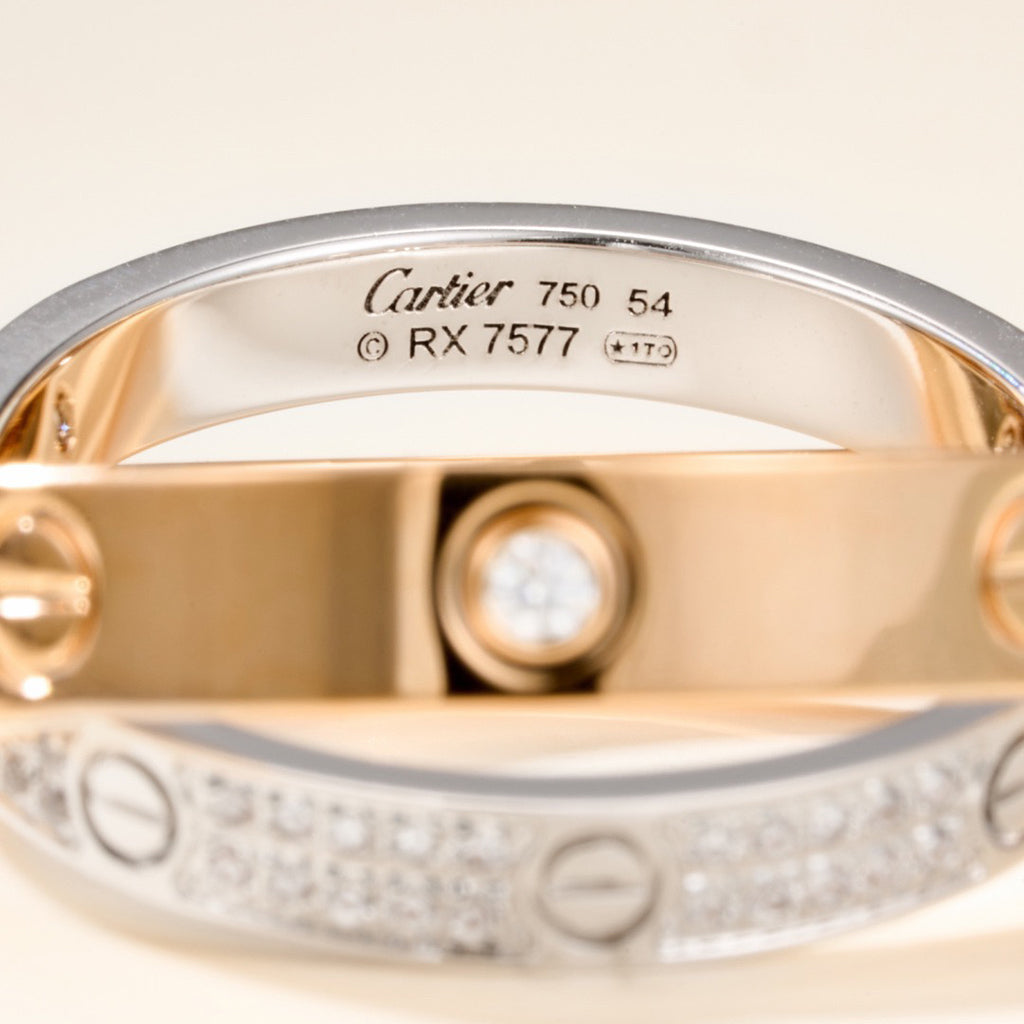 [Triumph Jewelry]LOVE PINK GOLD SILVER DIAMOND DOUBLE RING