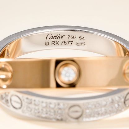 [Triumph Jewelry]LOVE PINK GOLD SILVER DIAMOND DOUBLE RING