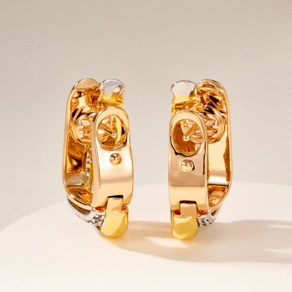 [Triumph Jewelry]TRINITY HALF DIAMOND  CUSHION EARRINGS