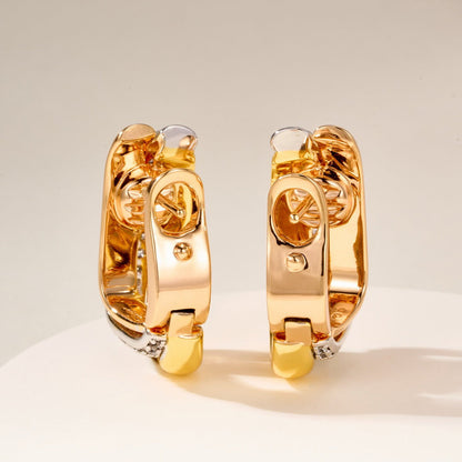 [Triumph Jewelry]TRINITY HALF DIAMOND  CUSHION EARRINGS