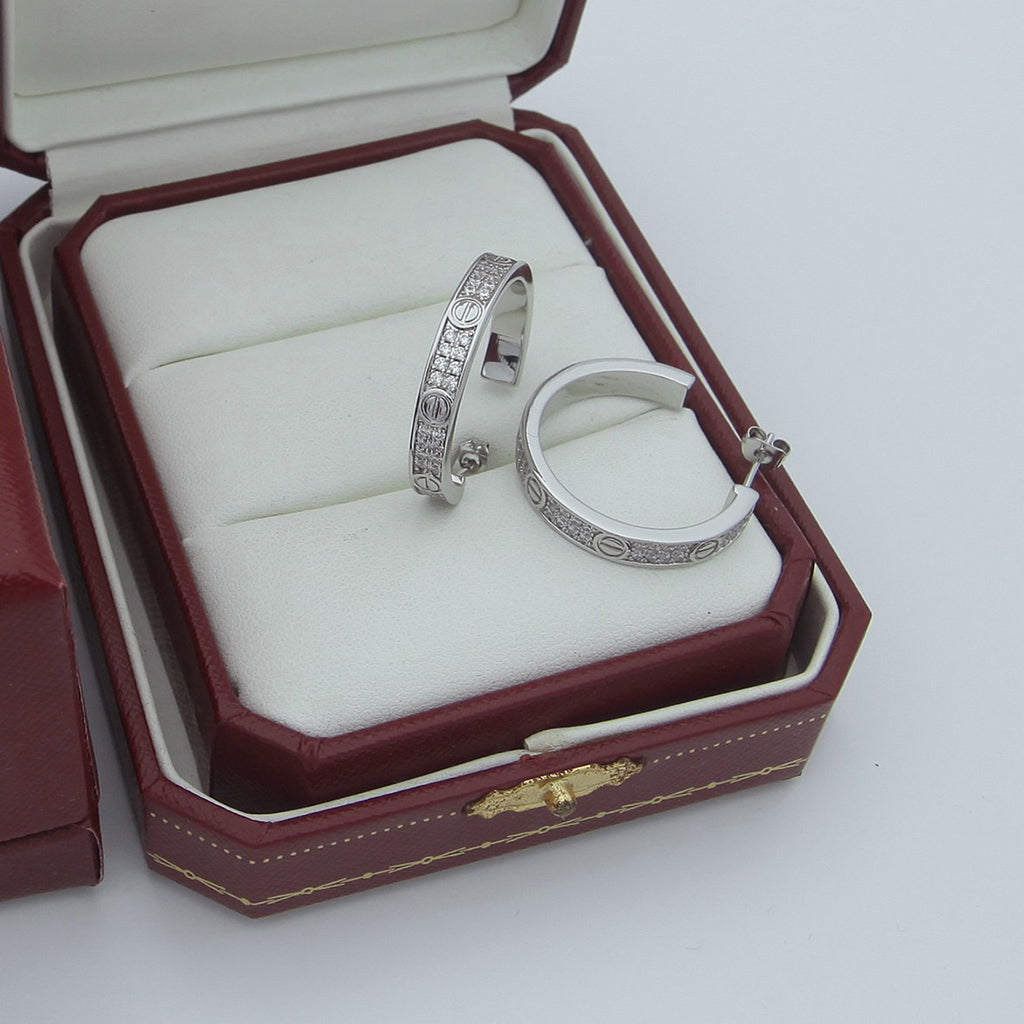 [Triumph Jewelry]LOVE EARRINGS 3.6MM DIAMOND PAVED