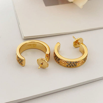 [Triumph Jewelry]LOVE 5.5MM DIAMOND PAVED EARRINGS