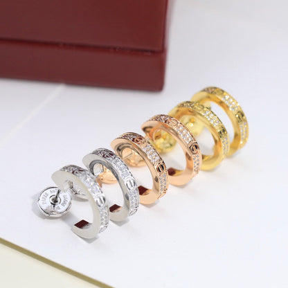 [Triumph Jewelry]LOVE 5.5MM DIAMOND PAVED EARRINGS