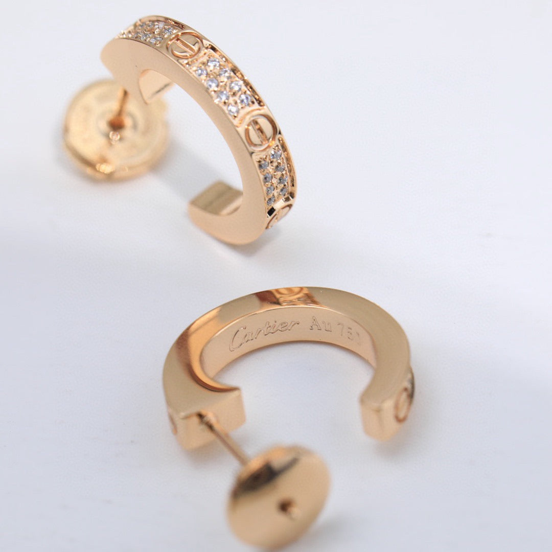 [Triumph Jewelry]LOVE 5.5MM DIAMOND PAVED EARRINGS