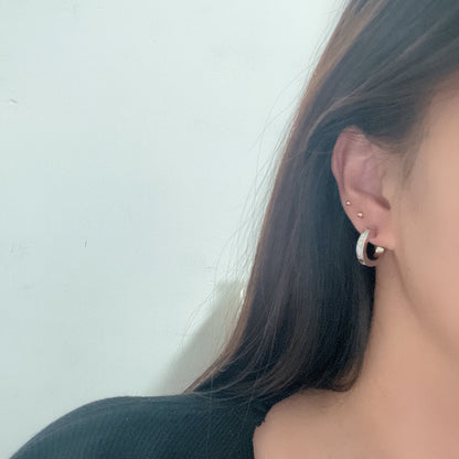 [Triumph Jewelry]LOVE 5.5MM DIAMOND PAVED EARRINGS