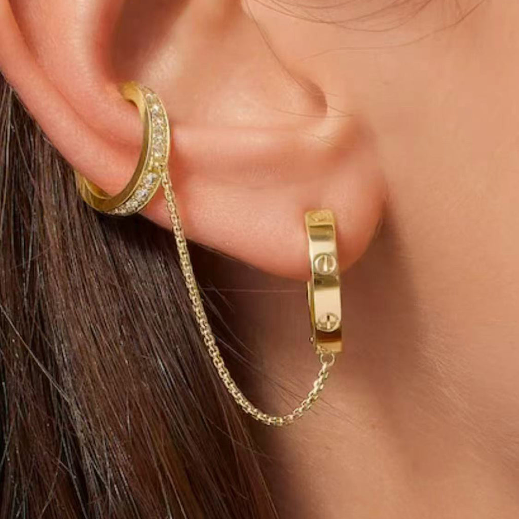 [Triumph Jewelry]LOVE 3.0MM HALF DIAMOND EARRINGS