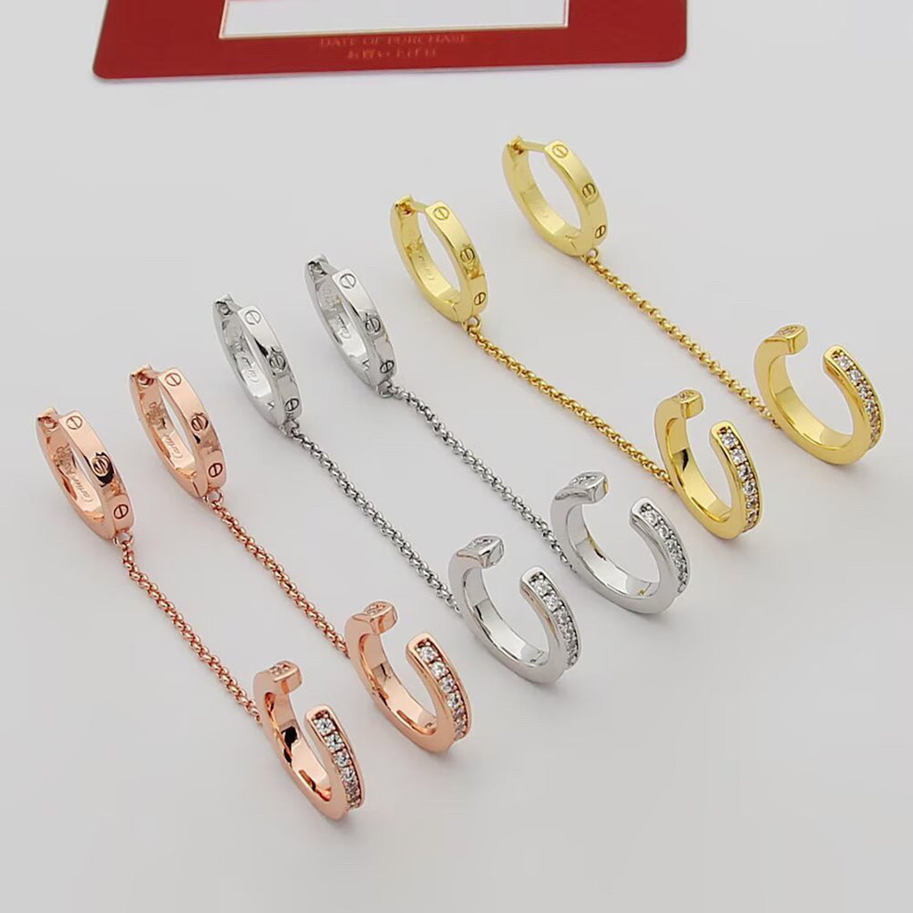 [Triumph Jewelry]LOVE 3.0MM HALF DIAMOND EARRINGS