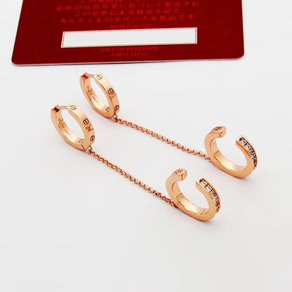 [Triumph Jewelry]LOVE 3.0MM HALF DIAMOND EARRINGS