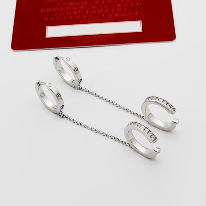 [Triumph Jewelry]LOVE 3.0MM HALF DIAMOND EARRINGS