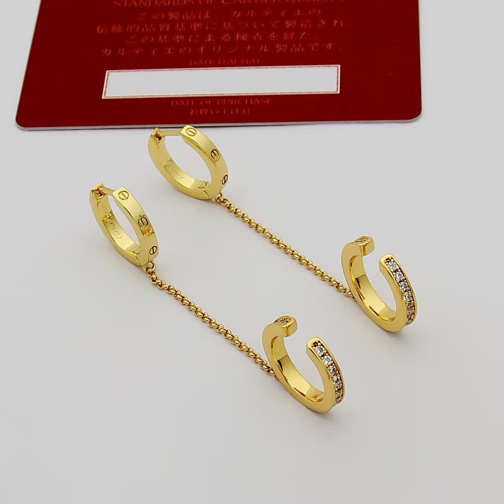 [Triumph Jewelry]LOVE 3.0MM HALF DIAMOND EARRINGS
