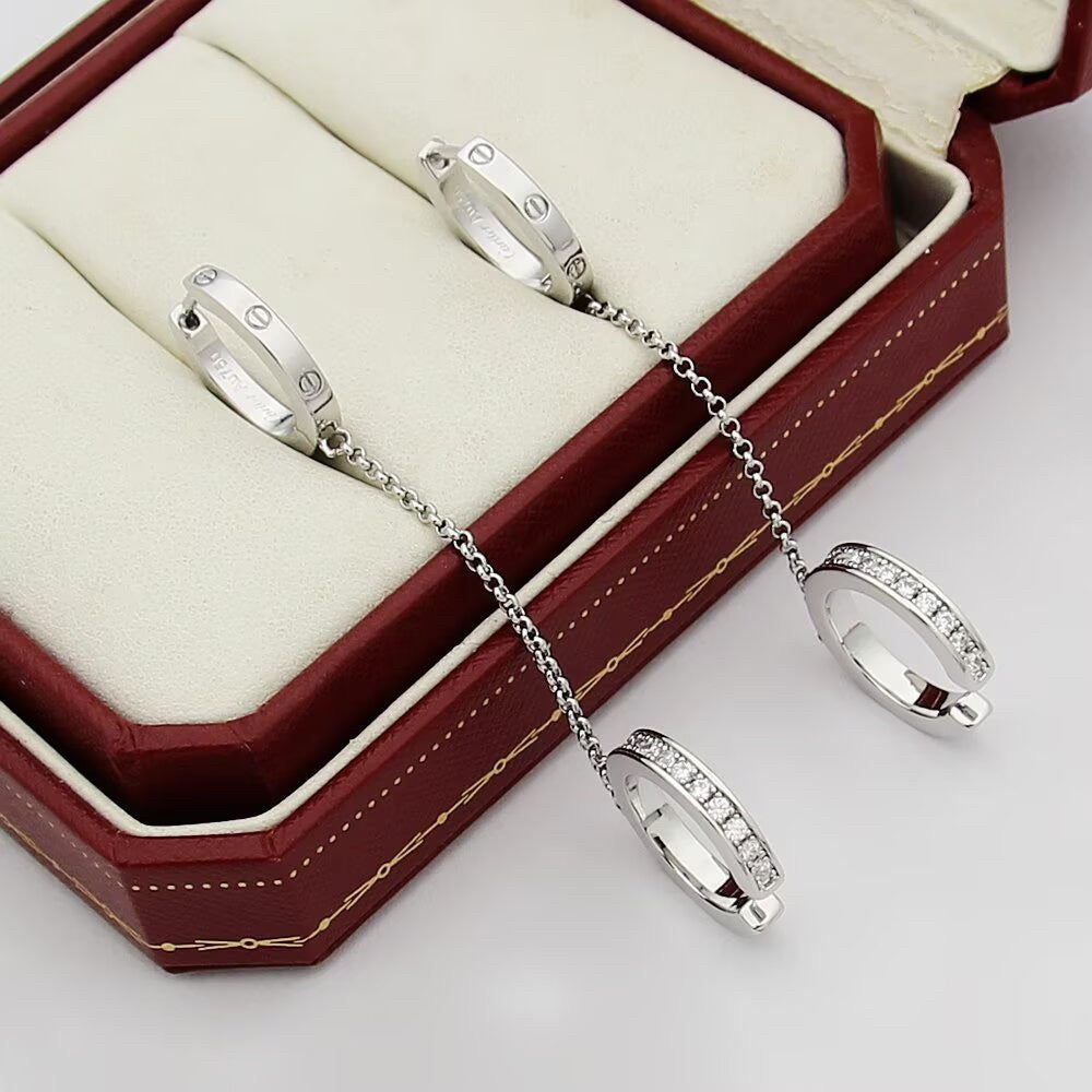[Triumph Jewelry]LOVE 3.0MM HALF DIAMOND EARRINGS