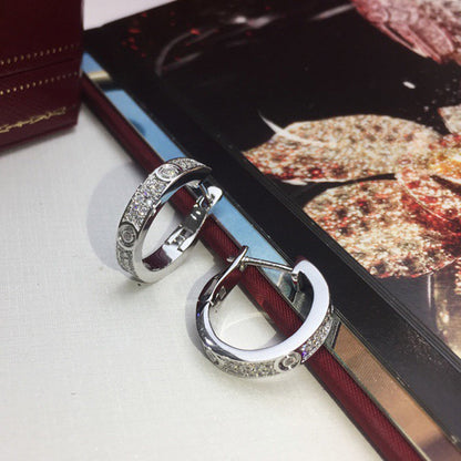 [Triumph Jewelry]LOVE 5.5MM DIAMOND PAVED EARRINGS