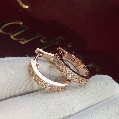 [Triumph Jewelry]LOVE 5.5MM DIAMOND PAVED EARRINGS