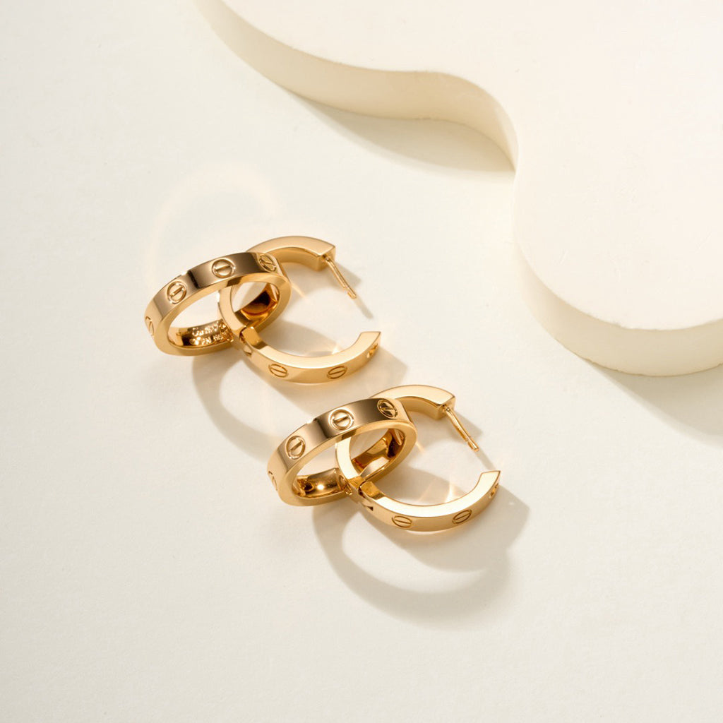 [Triumph Jewelry]LOVE 3.3MM DANGLE HALF DIAMOND EARRINGS