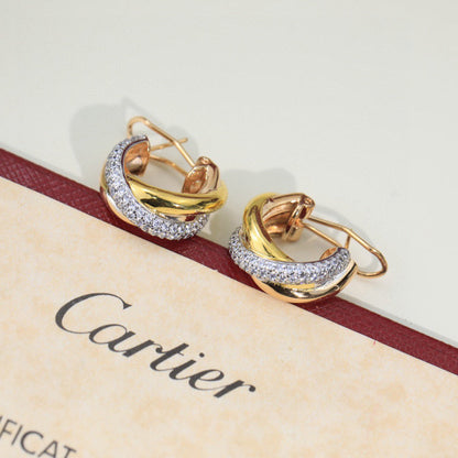 [Triumph Jewelry]TRINITY HALF DIAMOND  CLASSIC EARRINGS