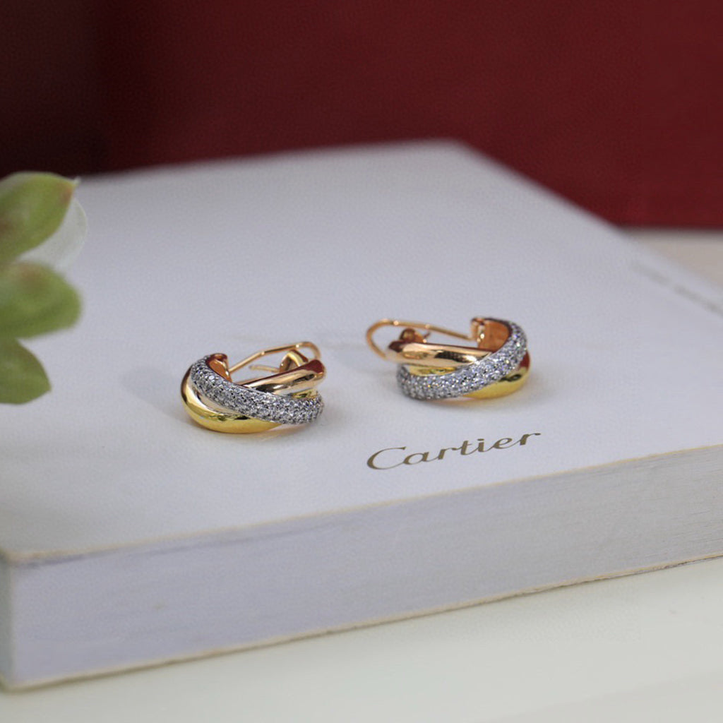 [Triumph Jewelry]TRINITY HALF DIAMOND  CLASSIC EARRINGS