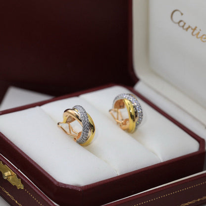 [Triumph Jewelry]TRINITY HALF DIAMOND  CLASSIC EARRINGS