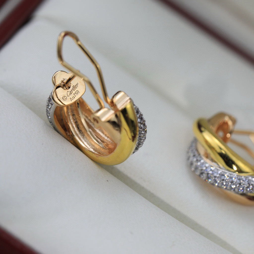 [Triumph Jewelry]TRINITY HALF DIAMOND  CLASSIC EARRINGS