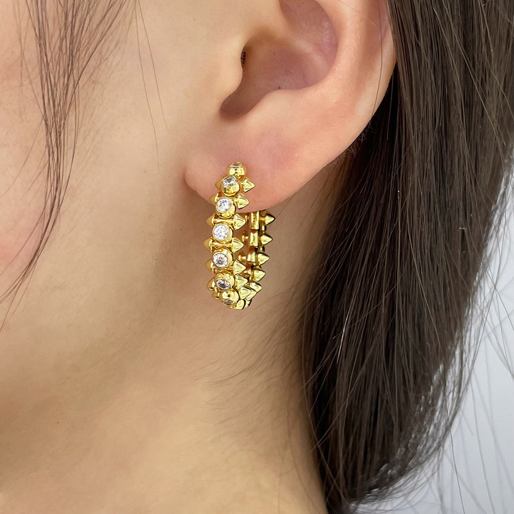 [Triumph Jewelry]CLASH FULL DIAMOND MEDIUM EARRINGS