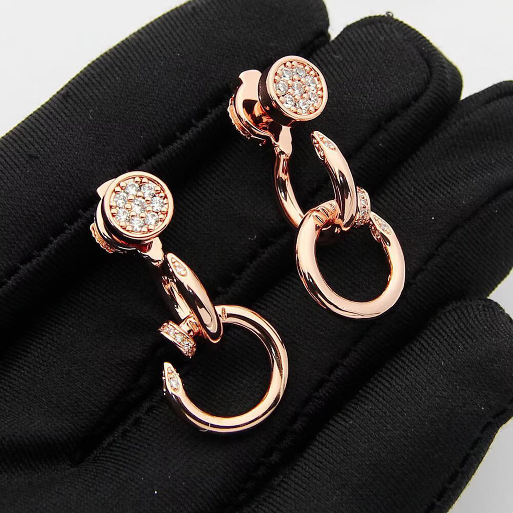[Triumph Jewelry]JUSTE HALF DIAMOND DOUBLE EARRINGS