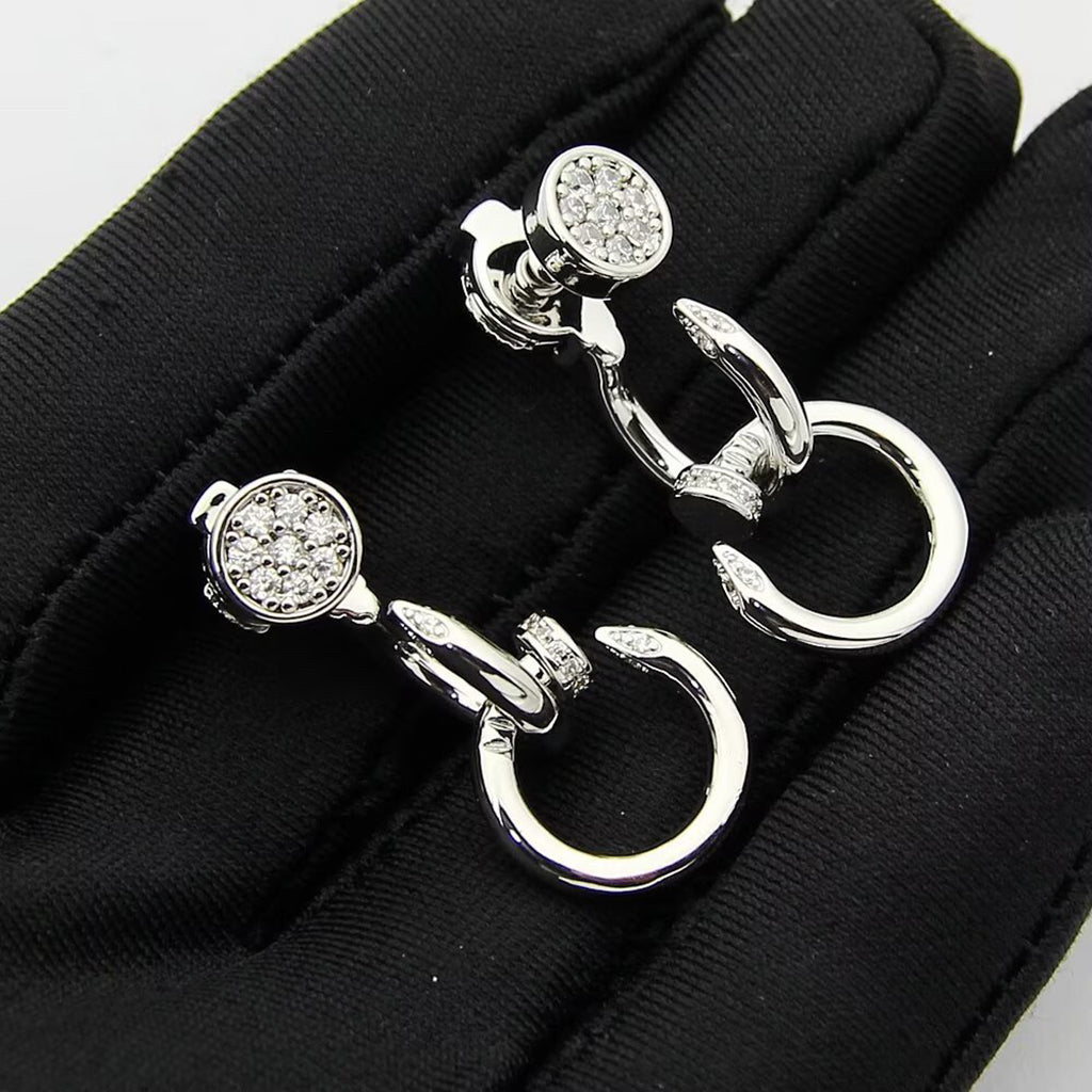 [Triumph Jewelry]JUSTE HALF DIAMOND DOUBLE EARRINGS
