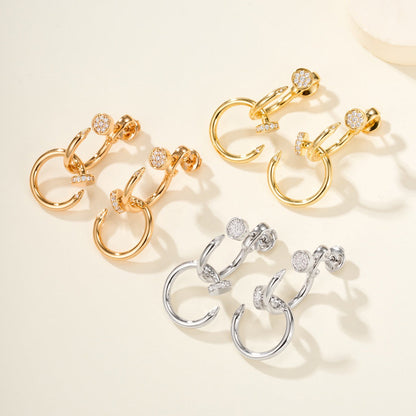 [Triumph Jewelry]JUSTE HALF DIAMOND DOUBLE EARRINGS
