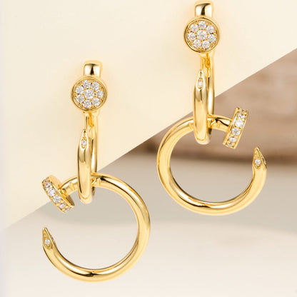 [Triumph Jewelry]JUSTE HALF DIAMOND DOUBLE EARRINGS