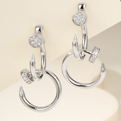 [Triumph Jewelry]JUSTE HALF DIAMOND DOUBLE EARRINGS