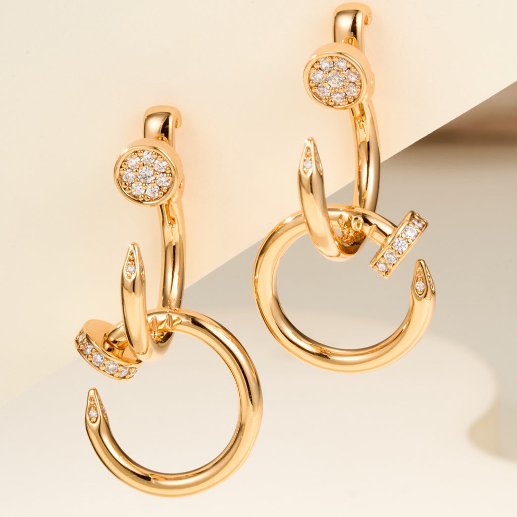 [Triumph Jewelry]JUSTE HALF DIAMOND DOUBLE EARRINGS