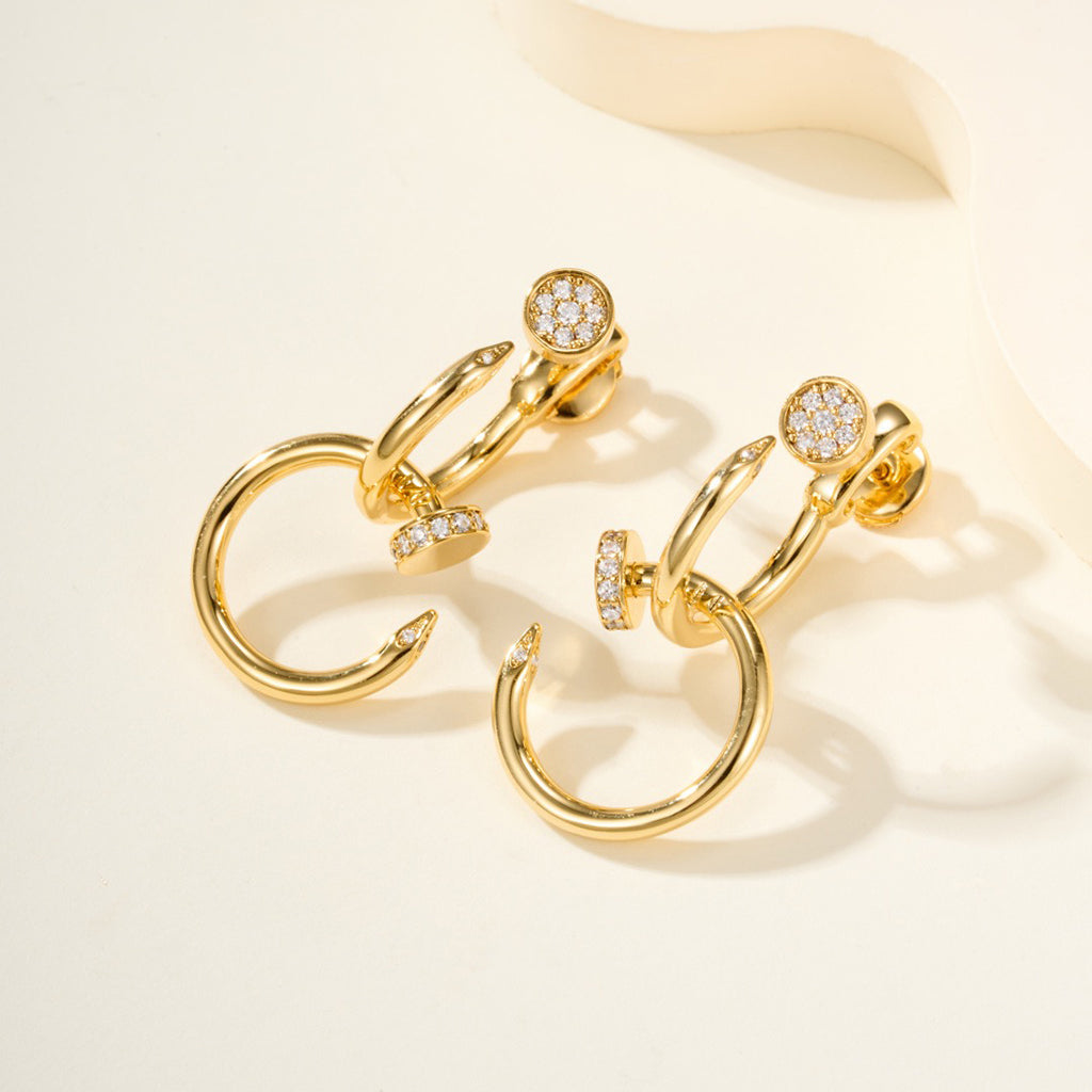 [Triumph Jewelry]JUSTE HALF DIAMOND DOUBLE EARRINGS
