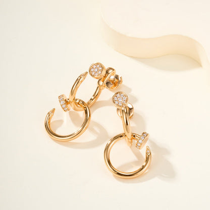 [Triumph Jewelry]JUSTE HALF DIAMOND DOUBLE EARRINGS