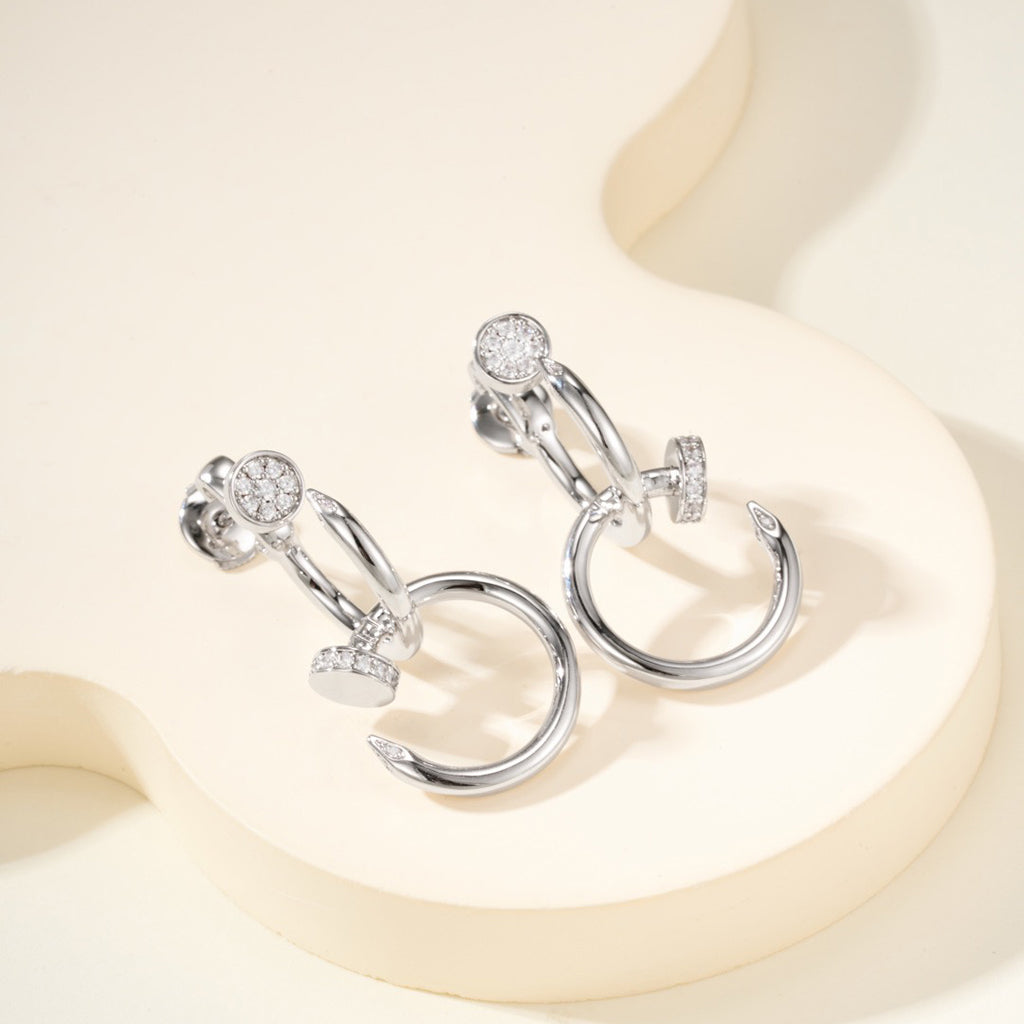 [Triumph Jewelry]JUSTE HALF DIAMOND DOUBLE EARRINGS