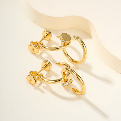 [Triumph Jewelry]JUSTE HALF DIAMOND DOUBLE EARRINGS
