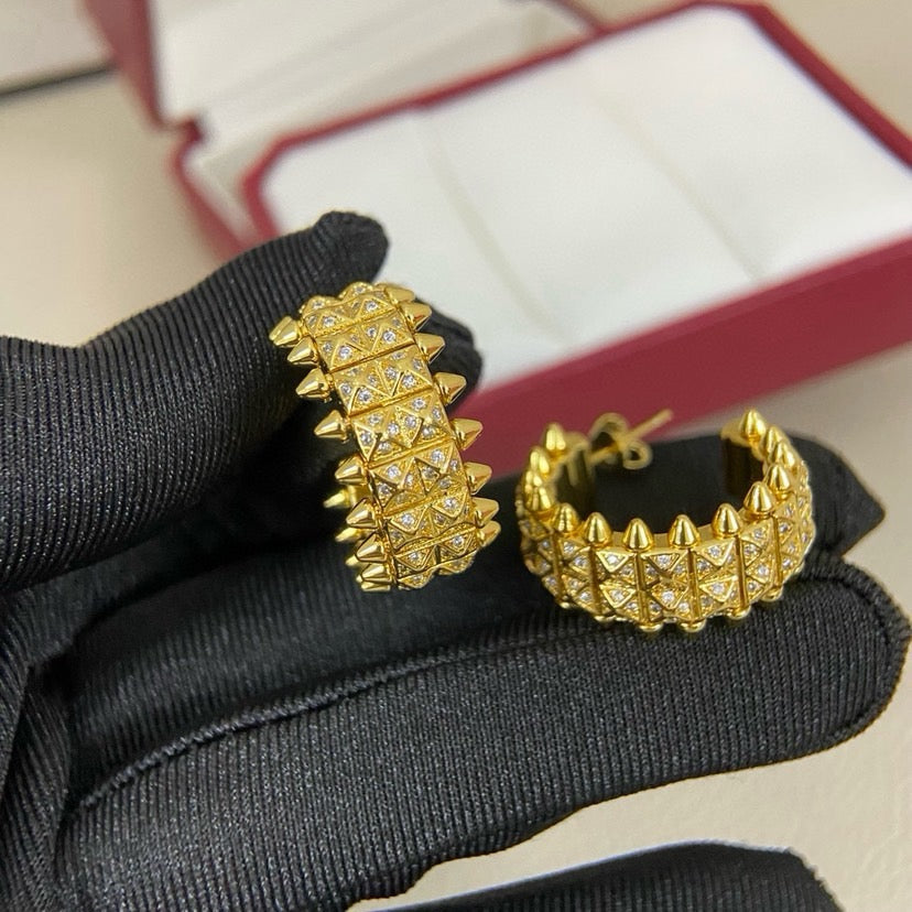 [Triumph Jewelry]CLASH 9.2MM FULL DIAMOND DOUBLE ROW EARRINGS