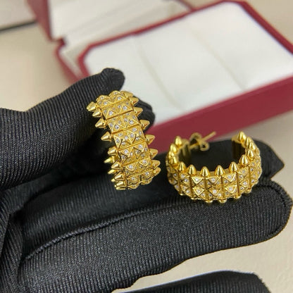 [Triumph Jewelry]CLASH 9.2MM FULL DIAMOND DOUBLE ROW EARRINGS