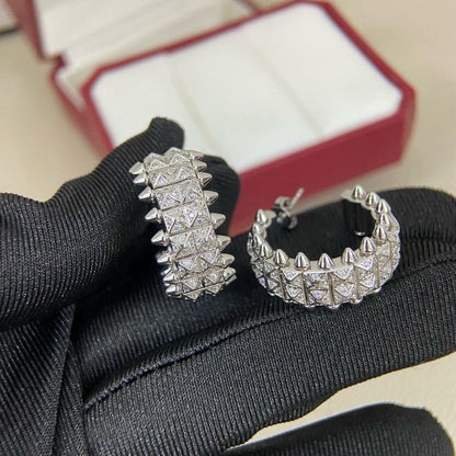 [Triumph Jewelry]CLASH 9.2MM FULL DIAMOND DOUBLE ROW EARRINGS