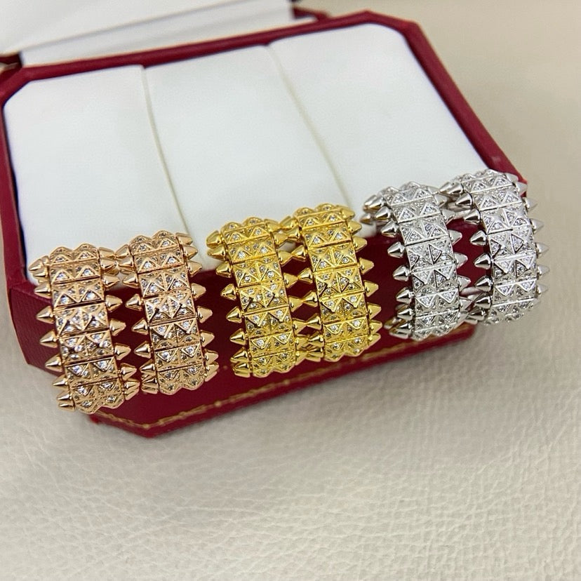 [Triumph Jewelry]CLASH 9.2MM FULL DIAMOND DOUBLE ROW EARRINGS