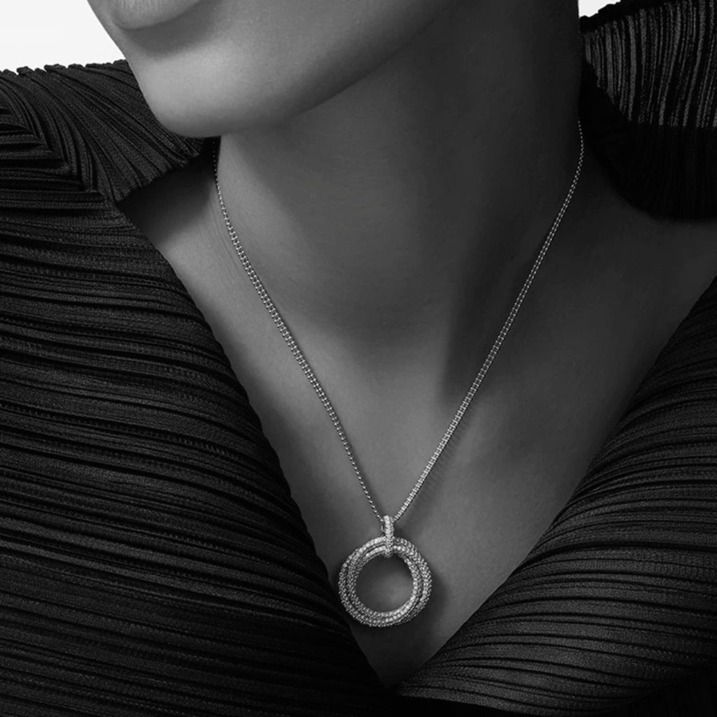 [Triumph Jewelry]TRINITY LARGE FULL DIAMOND  NECKLACE