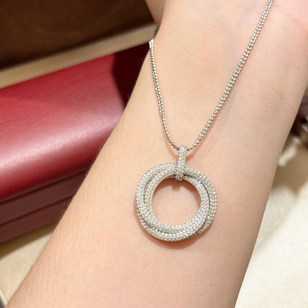 [Triumph Jewelry]TRINITY LARGE FULL DIAMOND  NECKLACE