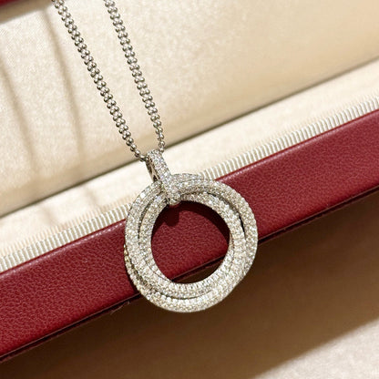 [Triumph Jewelry]TRINITY LARGE FULL DIAMOND  NECKLACE