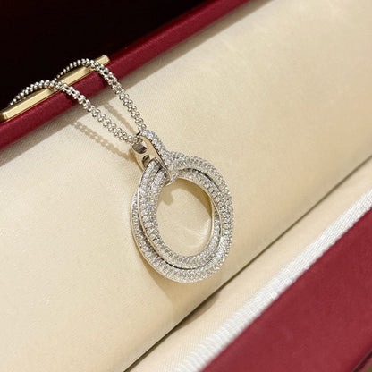 [Triumph Jewelry]TRINITY LARGE FULL DIAMOND  NECKLACE