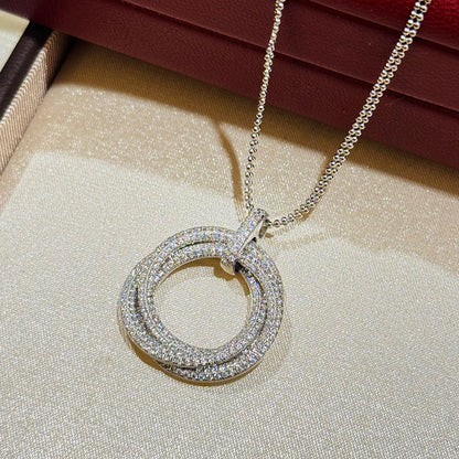 [Triumph Jewelry]TRINITY LARGE FULL DIAMOND  NECKLACE