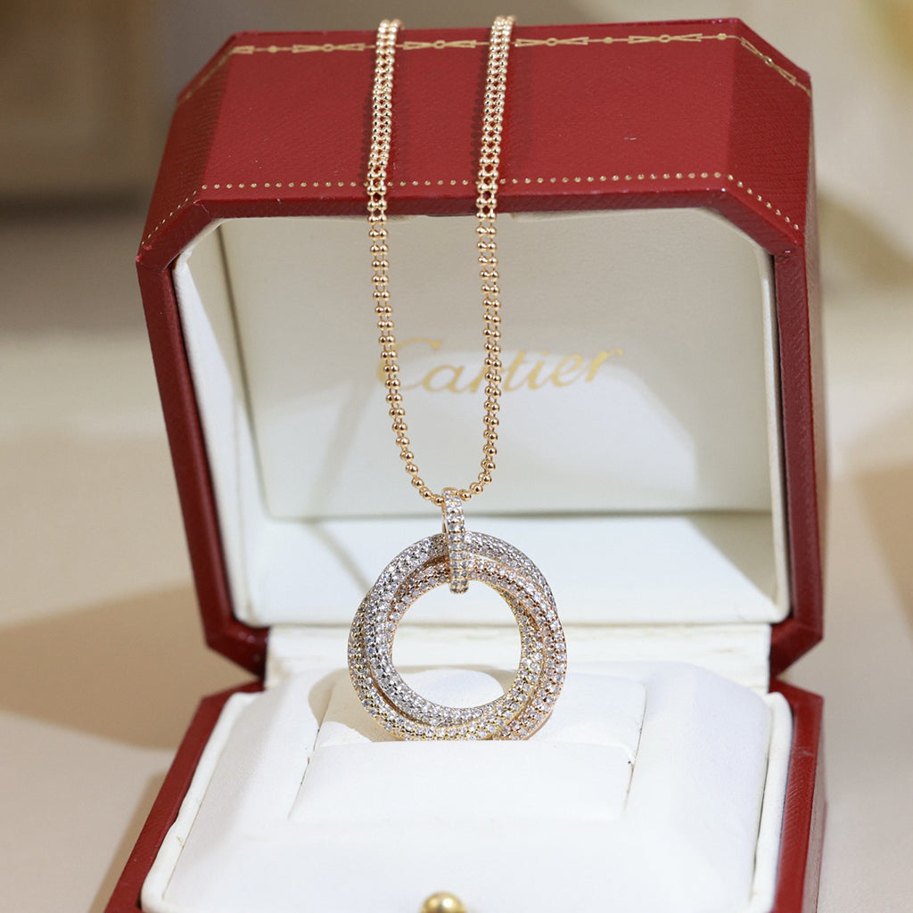 [Triumph Jewelry]TRINITY LARGE FULL DIAMOND  NECKLACE