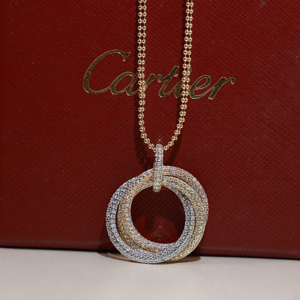 [Triumph Jewelry]TRINITY LARGE FULL DIAMOND  NECKLACE